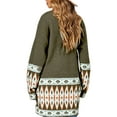 thumbnail image 6 of Cardigan for Women Long Sleeve Contrasting Color Print Open Front Knit Oversized Cardigan Brown S, 6 of 7