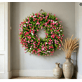 thumbnail image 3 of 11-19.6 Inch Spring Rose Boxwood Wreath, Pink Red White Floral Wreath for Front Door, Artificial Flower Wreath for Farmhouse Home Wall Window Spring Summer Decor, 3 of 9