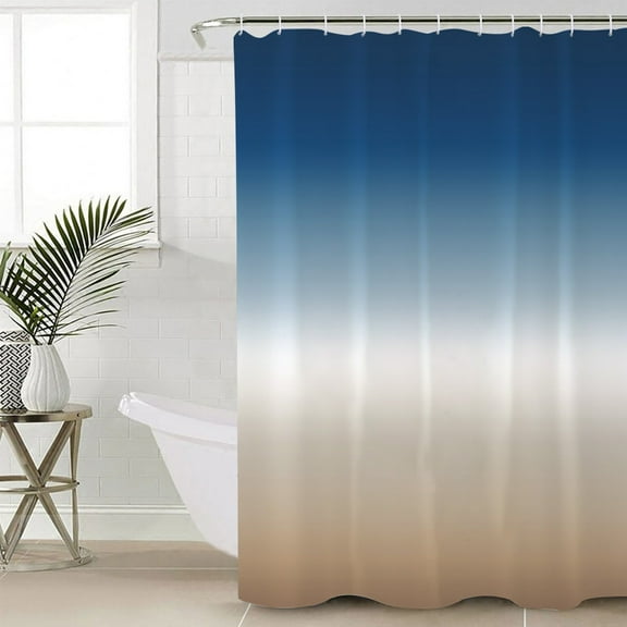 Navy Blue Beige Ombre Cream Waterproof Fabric Shower Curtain, Modern Abstract Art Aesthetics Shower Curtain for Bathroom Curtains Bathtubs Hotel Washable Shower Curtains with 12 Hooks Stall 48x72in
