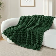 Whale Flotilla 50"x60" Throw Blanket for Couch with Expanded 3D-Jacquard Pattern, Fuzzy Soft Cozy Exquisite Blankets or All Season, Warm and Fluffy, Emerald Green