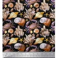 thumbnail image 1 of Soimoi Black Cotton Jersey Fabric Crab,Shell & Coral Ocean Printed Craft Fabric by the Yard 58 Inch Wide, 1 of 1
