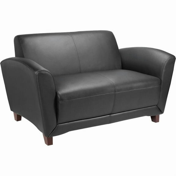 Lorell, LLR68951, Reception Seating Collection Leather Loveseat, 1 Each, Black