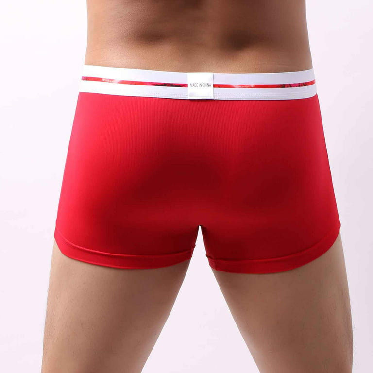 PEASKJP Men's Classic Briefs Total Support Pouch Anti-Chafing  Moisture-Wicking Odor Control Underwear,Red M 