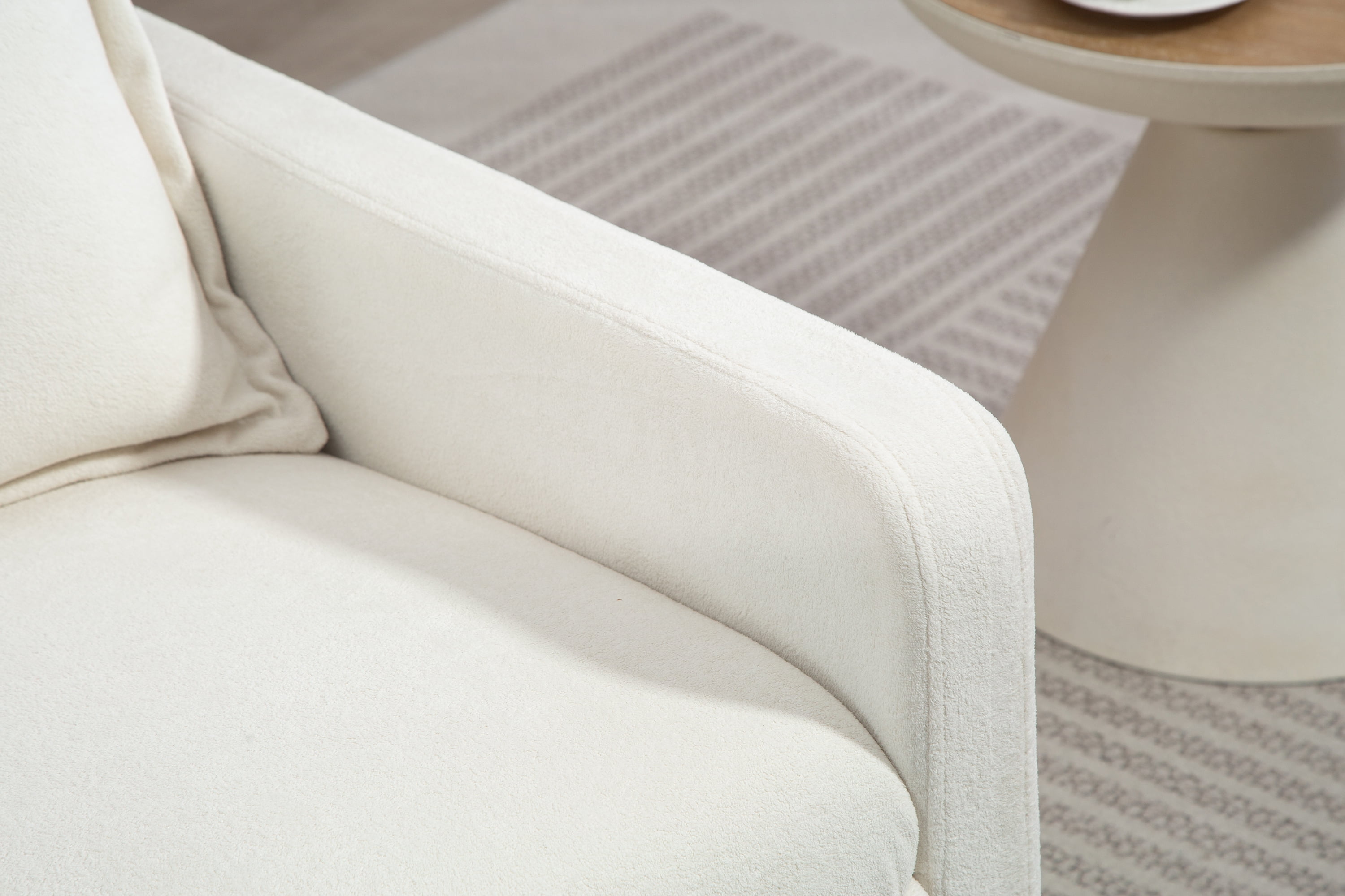 Leumius Swivel Rocking Chair,Manual Upholstered Glider Recliner Rocking Chair for Nursery and Living Room,White