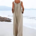 thumbnail image 4 of Abcnature Women's Loose Sleeveless Jumpsuits Adjustable Spaghetti Strap Stretchy Long Pant Romper with Pockets, Solid Button Suspender Jumpsuits Wide Pocket Leg Pant Recommend Weight 110 to 121lb, 4 of 7