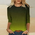 thumbnail image 2 of Ashirexll Womens Casual Tops, Short Sleeve Shirts for Women, Fashion Casual Gradient Color 3/4 Sleeve Round Neck Blouse, 2 of 5