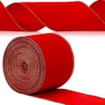 thumbnail image 2 of Cintas de terciopelo navideñas con alambre con borde dorado, cinta para envolver lazos de regalo de Navidad, cinta de fieltro impermeable para decoraciones de árboles de Navidad, corona vintage, manua, 2 of 4