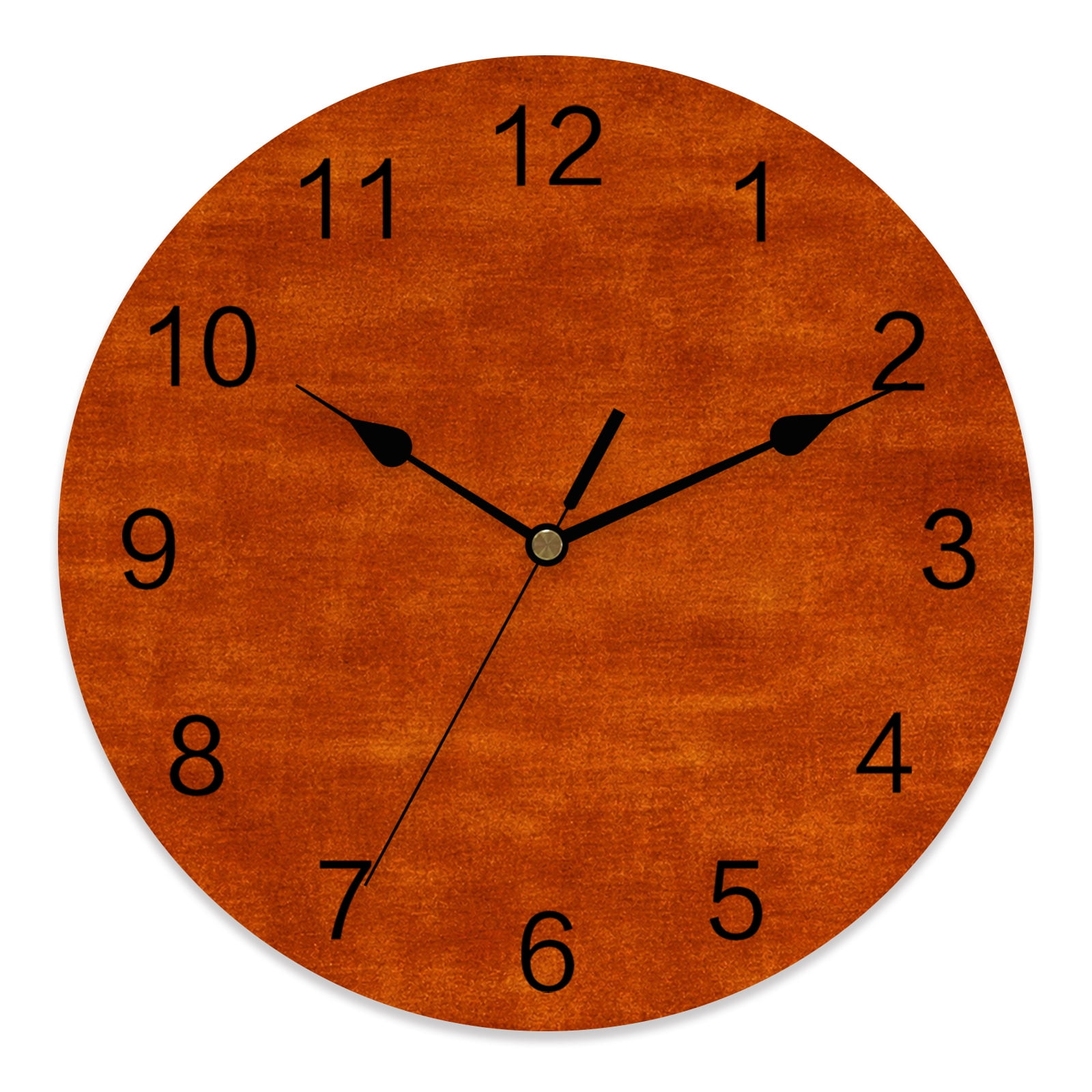 10 Inch Minimalist Rust Red Wall Clock, Vintage Art Distressed Pattern Farmhouse Battery Operated Silent Non Ticking Clocks, Easy to Read Round Wall Clock for Kitchen/Living Room/Bedroom/Bathroom