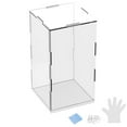 thumbnail image 1 of Caja de exhibición de acrílico de 1 paquete, 3.9x3.9x7.9 pulgadas/10x10x20cm Caja de exhibición clara de acrílico con base de madera negra [Blanco, Transparente], 1 of 6