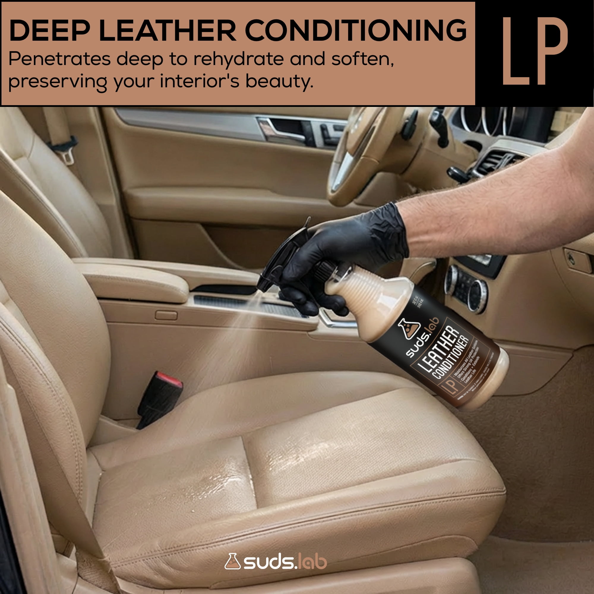 Suds Lab LP Leather Conditioner, UV Protectant and Moisturizer for Car and Home, 32 fl oz