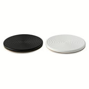 Thyme & Table 6 pack Ceramic Ribbed Coaster Set, Black