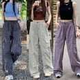 thumbnail image 2 of Pantalones de estilo americano de verano con cintura alta y cordón para mujer que muestran pantalones anchos y ceñidos, 2 of 4