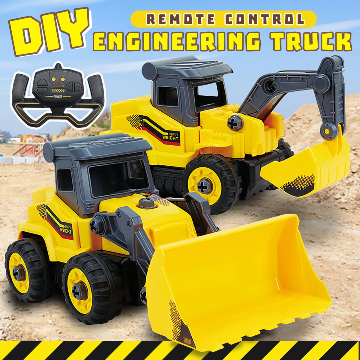 Birthday Gifts for Boys Girls JLHOBBY 1/24 Remote Control Alloy Bulldozer Toy for Boys Girls Full Functional 9 Channel Rechargeable Construction Vehicle Excavator with LED Lights and Work Sounds
