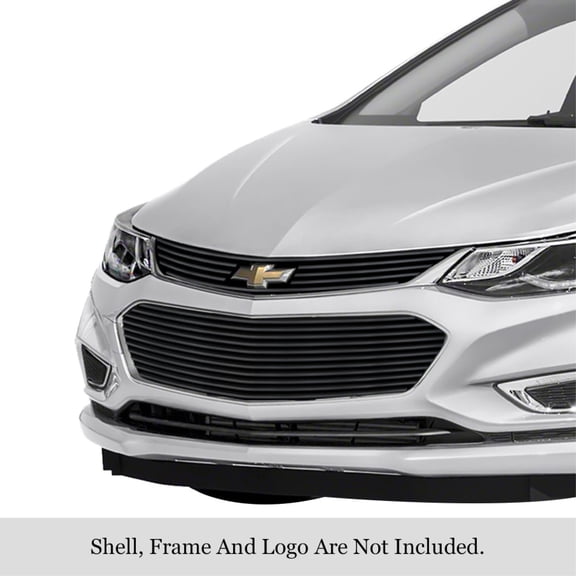 2016-2018 Chevy Cruze Not For Rs Package Stainless Steel Black Powder Coated Finish Horizontal Billet Black Stainless Steel Billet Grille