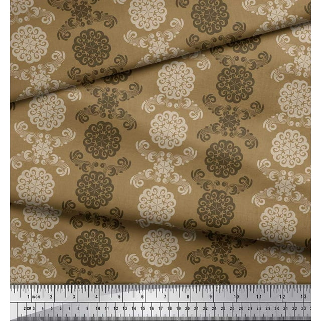 Soimoi Rayon Crepe Fabric Damask Ethnic Fabric Prints By Yard 46 Inch Wide