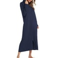 thumbnail image 4 of Previn Women's House Coat Long Sleeve Robe Cotton Spa Hooded Zipper Zip Up Sleeping Winter Warm Hoodie Long Bathrobe Navy Medium, 4 of 4