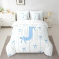 thumbnail image 2 of Castle Fairy Monogrammed Letter J 7-Piece Twin Bedding Sets for Teens Boys Girls,Kawaii Bow Bedding Comforter Set,Geometric Stripes Breathable Sheet Sets,Super Cozy Room Decor, 2 of 8