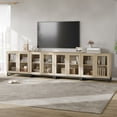 thumbnail image 4 of WAMPAT Modern TV Stand with Glass Doors for 120 inch TVs, 4 in 1 Entertainment Center Console with Adjustable Shelves and Metal Base for Living Room, Bedroom, Beige, 4 of 9