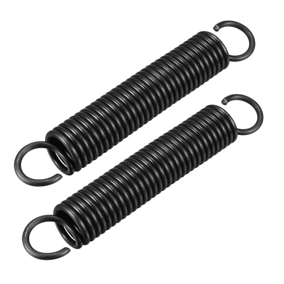 Resorte de tensión de acero, diámetro de alambre de 2.5 mm, diámetro exterior de 18 mm, longitud libre de 115 mm, 2 piezas