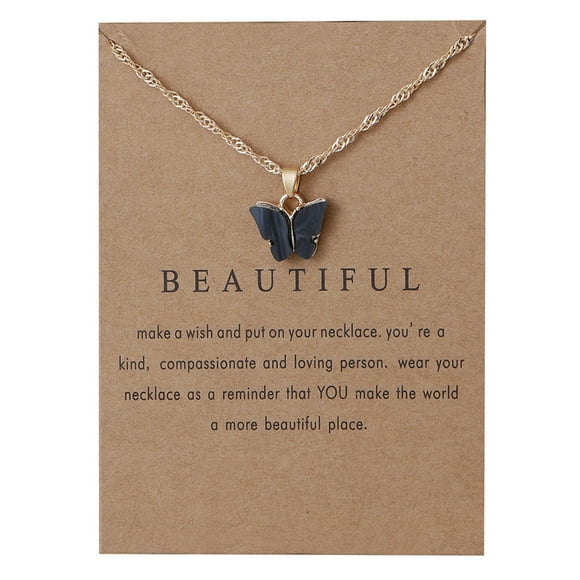 WREESH Sweet Butterfly Necklace Acrylic Color Clavicle Chain Necklace