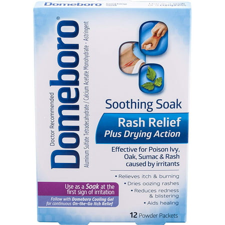 Soothing Soak Rash Relief Plus Drying Action Powder Packets, 12 Count, for Rash Relief from Poison Ivy, Poison Oak, and More (Packaging May Vary)