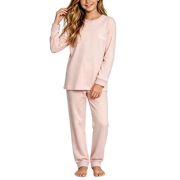 Cethrio Girls' Pajama Sets Long Sleeve, Comfy Fall Winter 2 Piece Girls' Sleepwear Pink Size 6