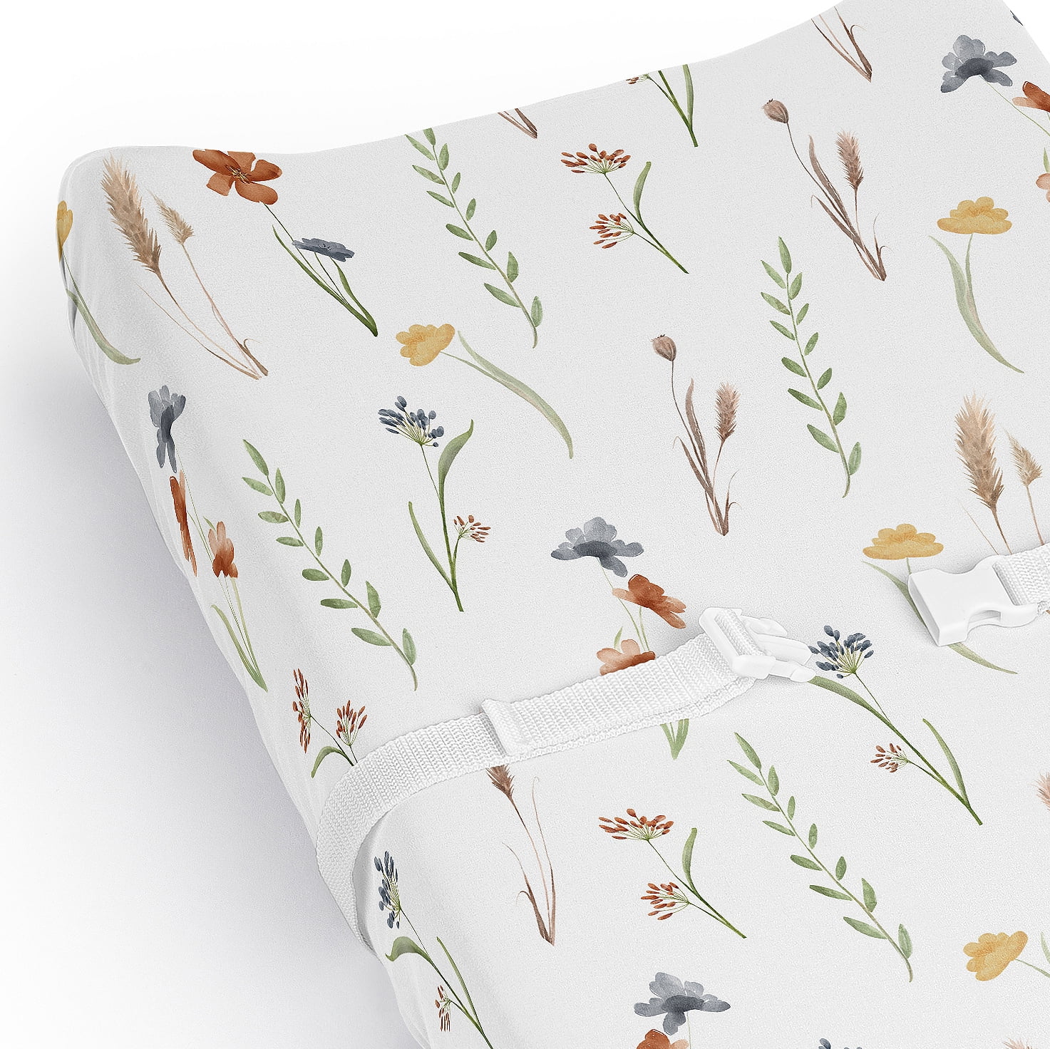 Sweet Jojo Designs Watercolor Floral Garden Sage Green Girl Changing Pad Cover Sheet