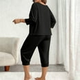 thumbnail image 4 of ylioge XL-5X Plus Size Pajama Sets for Women 2 Piece 3/4 Sleeve Tops and Capris Pants Casual Solid Color Comfortable Loungewear Homewear Pajamas, 4 of 5