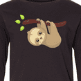 thumbnail image 4 of Inktastic Cute Sloth Hanging From Tree Branch, Lazy Sloth Long Sleeve Youth T-Shirt, 4 of 5