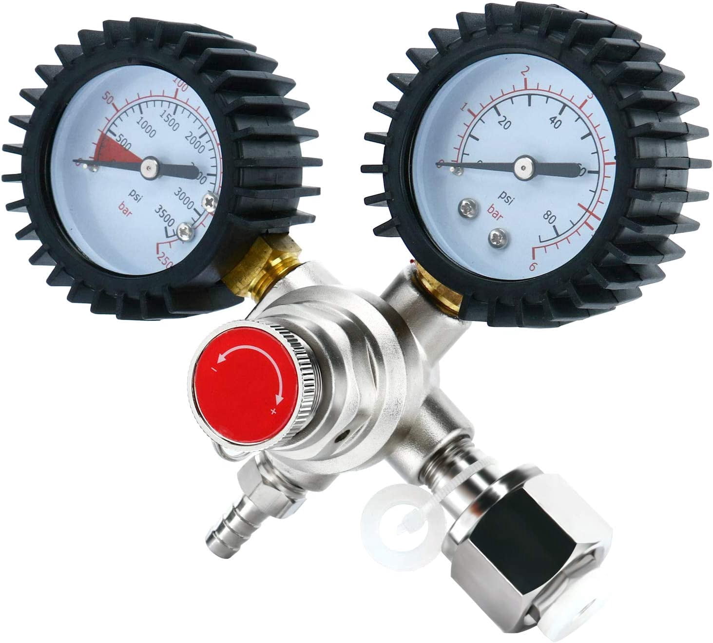 Dual Gauge CO2 Regulator, YIHOR CGA-320 Keg Regulator Keg Beer Regulator for Draft Beer Homebrew Beer Brewing Wine Making