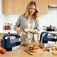 thumbnail image 4 of Navy Blue Grey Geometric Toaster Cover 2 Slice, Modern Black White Abstract Art Dustproof Bakeware Oven Protector with Top Hook, Waterproof Small Kitchen Appliance Toasters Dust Cover, 12"x7.5"x8", 4 of 5