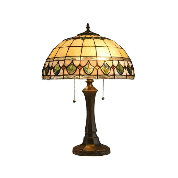 CHLOE Lighting DOUGAL Tiffany-style 2 Light Geometric Table Lamp 16" Shade