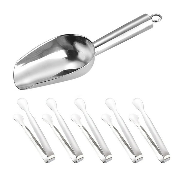 1 juego de pinzas de pala de cubitos de hielo de acero inoxidable con pinza de hielo multifunción