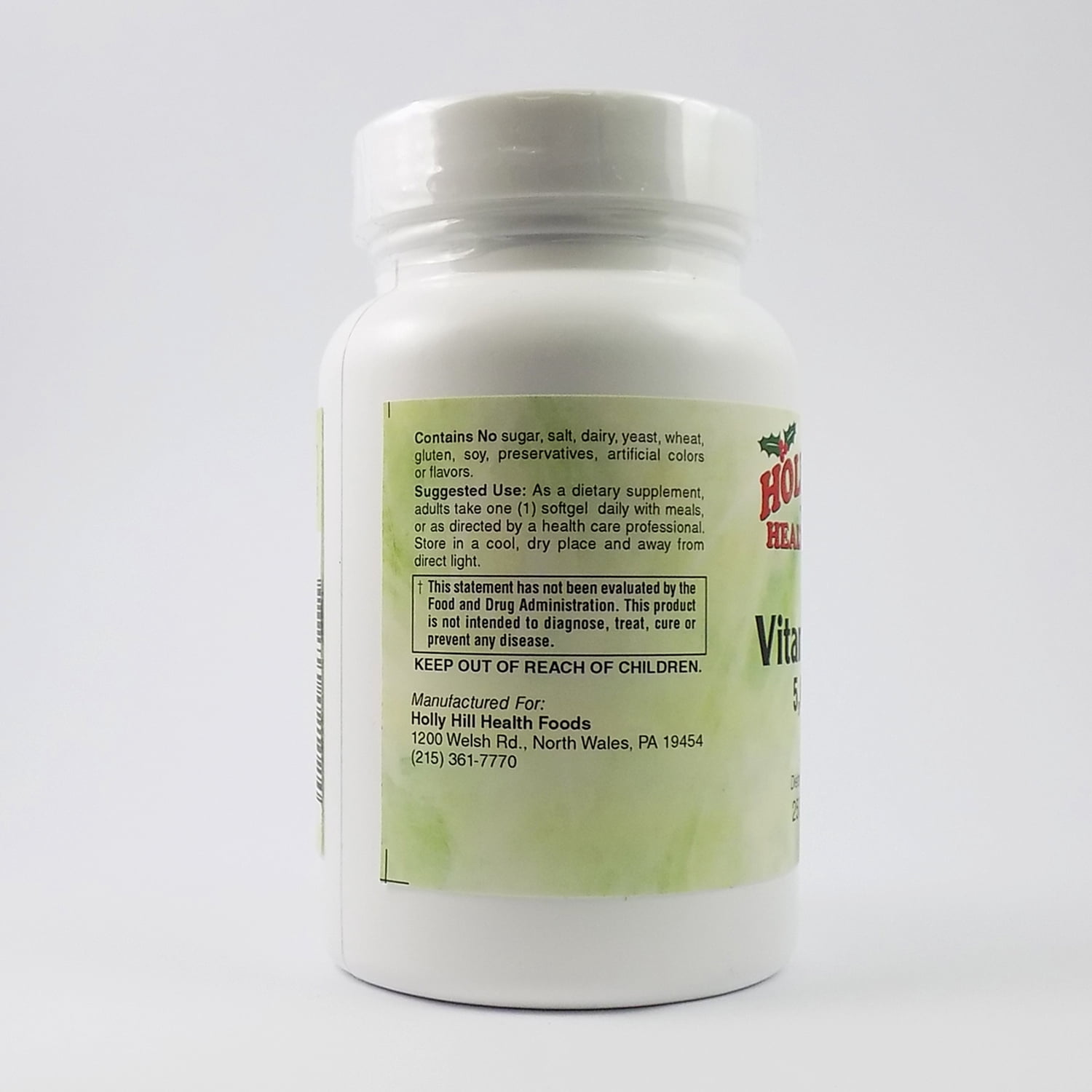 Holly Hill Health Foods, Vitamin D3 5000 IU, 250 Softgels