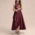 thumbnail image 4 of NIEWTR Robes pour Filles Coupe Classique Évasée Sans Manches Robe d'Été Douce et Confortable Tenue de Pique-Nique (Rouge Brique, 10-12 Ans), 4 of 5
