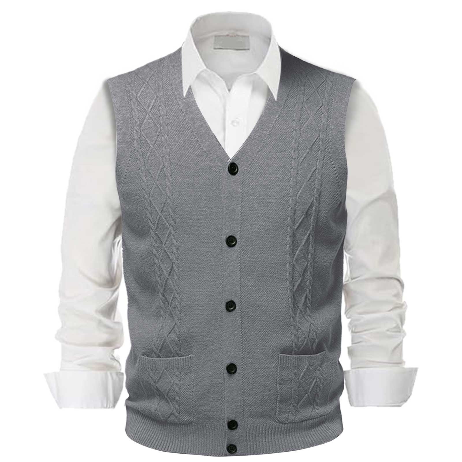 Versatile Men s Sleeveless Knit Vest for Autumn and Winter Classic Solid Knit Tank with Casual Fit Lightweight Warm Layer for Everyday Style and Comfort Grey XXXL