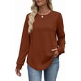 thumbnail image 3 of WIHOLL Sweatshirt for Women Crewneck Long Sleeve Shirts Curved Hem Lightweight Sweaters Fall Clothes, 3 of 10