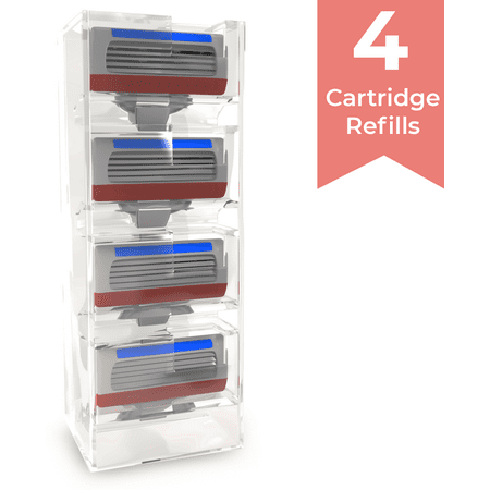 Nylea Women Razor Heads with Lubricating Strips for Shaving - 4 Pack 5-Blade Refills