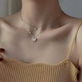 thumbnail image 5 of HOOUN Shiny Butterfly Necklace Ladies Exquisite Double Layer Clavicle Chain Necklace@-Gold-, 5 of 9