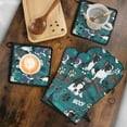 thumbnail image 5 of Boston Terrier with Bones and Paws Kitchen Oven Mitt and Pot Holder Sets 4 Pcs for Baking, Cooking and Grilling, Heat Resistant Up To 392 °F, 5 of 7