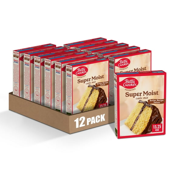 (12 pack) Betty Crocker Favorites Super Moist Butter Recipe Yellow Cake Mix, 13.25 oz