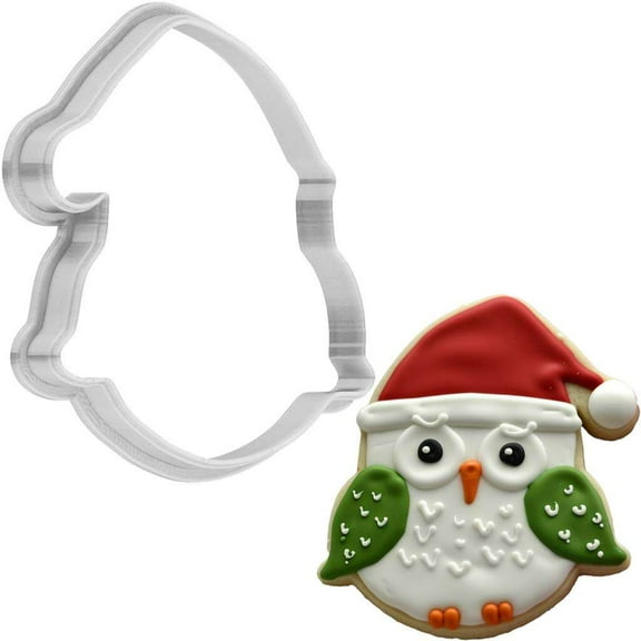 Christmas Owl Wearing Santa Hat Cookie Cutter 4 Inch Made in USA by WONDERTORY