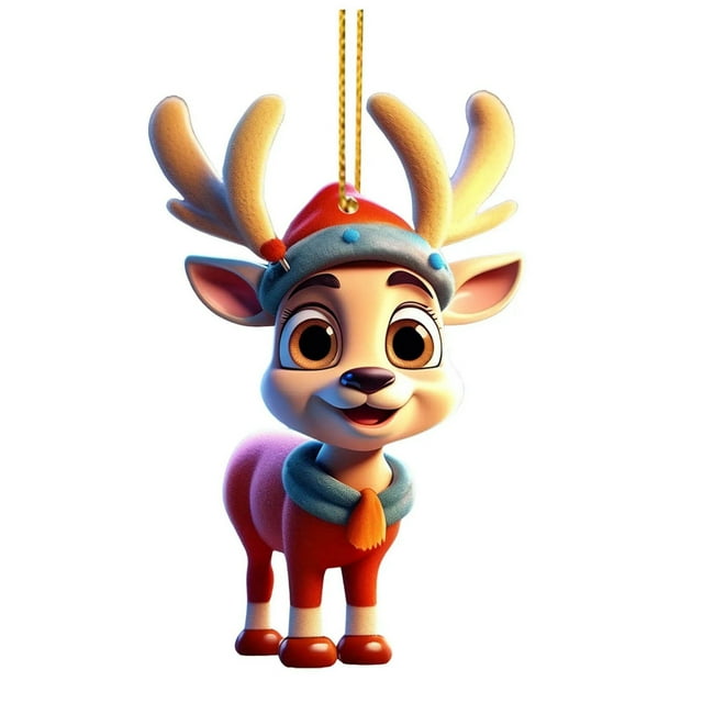 WLOELOEW Christmas 2D Hanging Ornament With Cartoon Design Tree Pendant For Holiday Decorations Version E Plastic Christmas Decor E