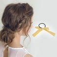 thumbnail image 2 of Unique Bargains 1 Pc Simple Solid Bow Ribbon Hair Elastic Band for Home Yellow, 2 of 5