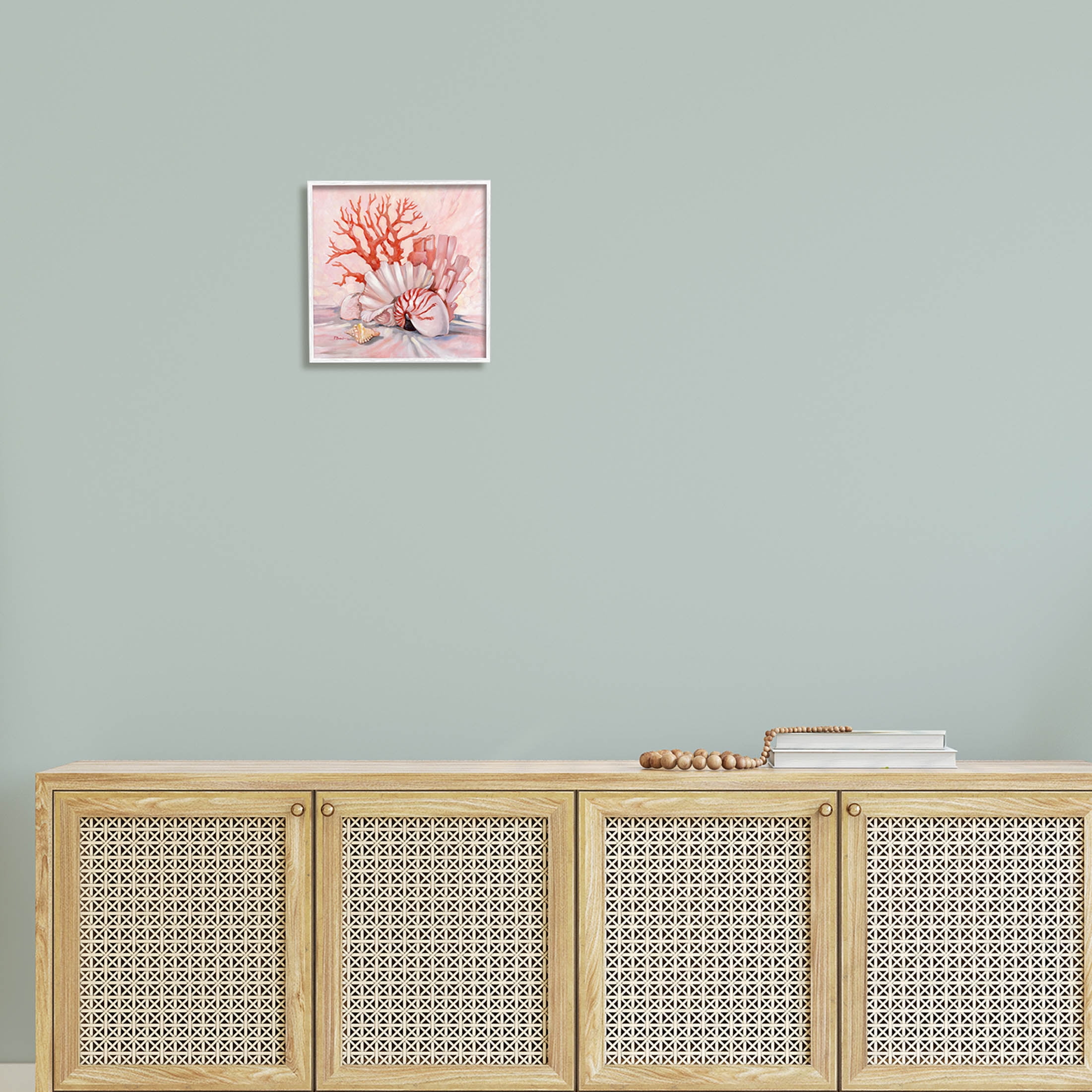 Stupell Industries Coral Still Life Aquatic Seashells Painting White Framed Art Print Wall Art, Design by Paul Brent