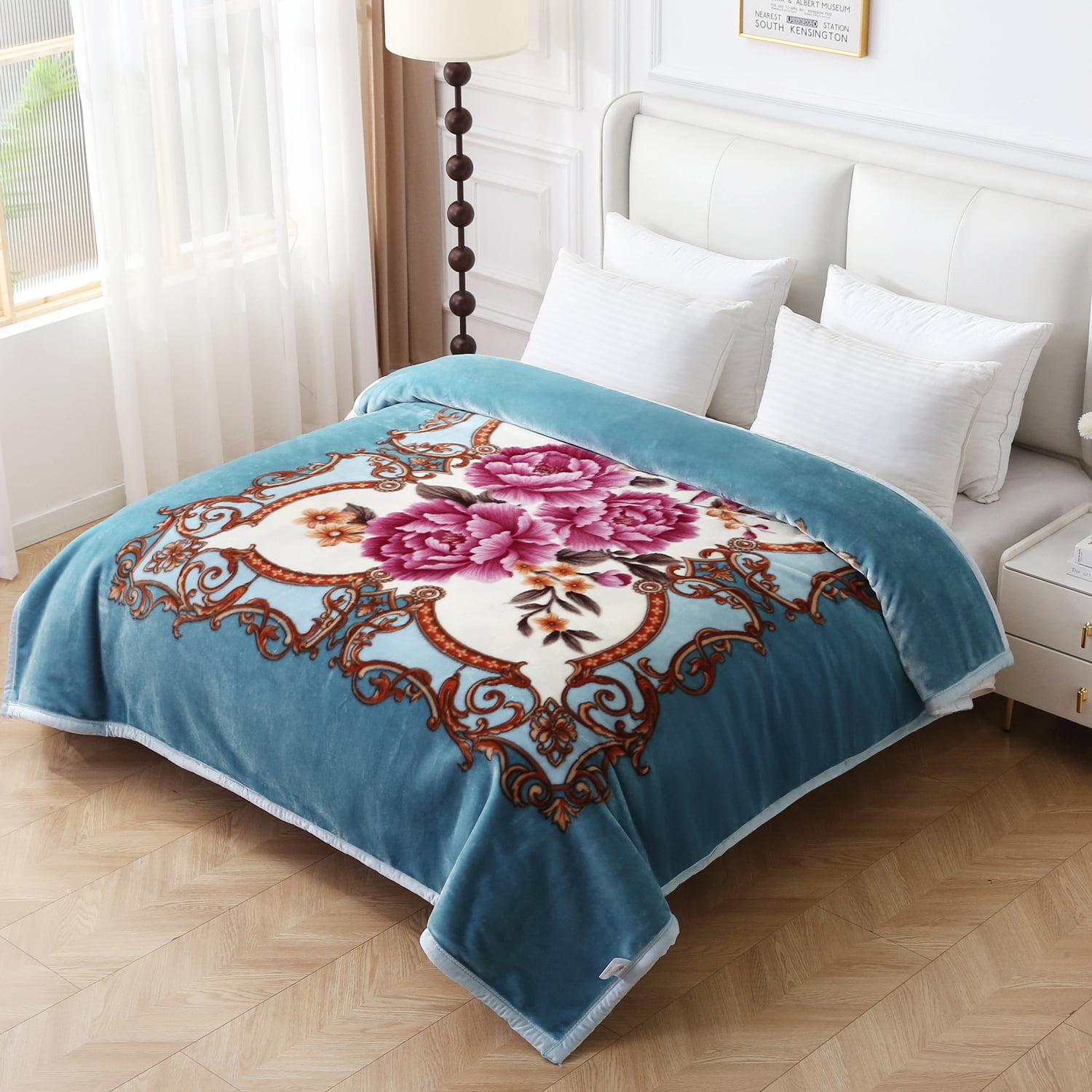 JML Queen Size Soft Warm Fleece Bed Blanket Reversible Thick Mink Blanket 75 x 87 inches,5lbs