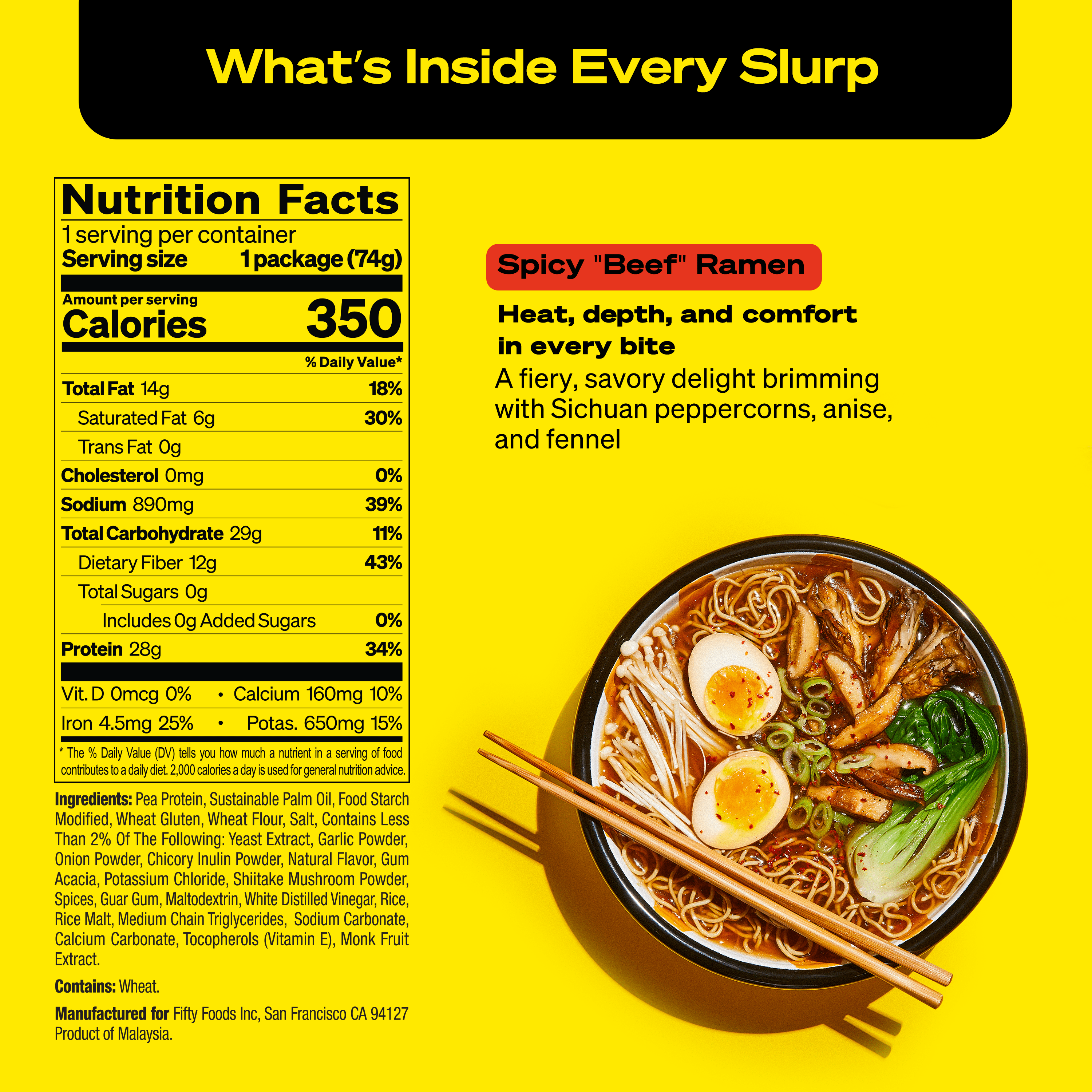 Immi Spicy "Beef" Ramen Instant 28g Protein, 12g Fiber, 100% Plant Based 6 Pack