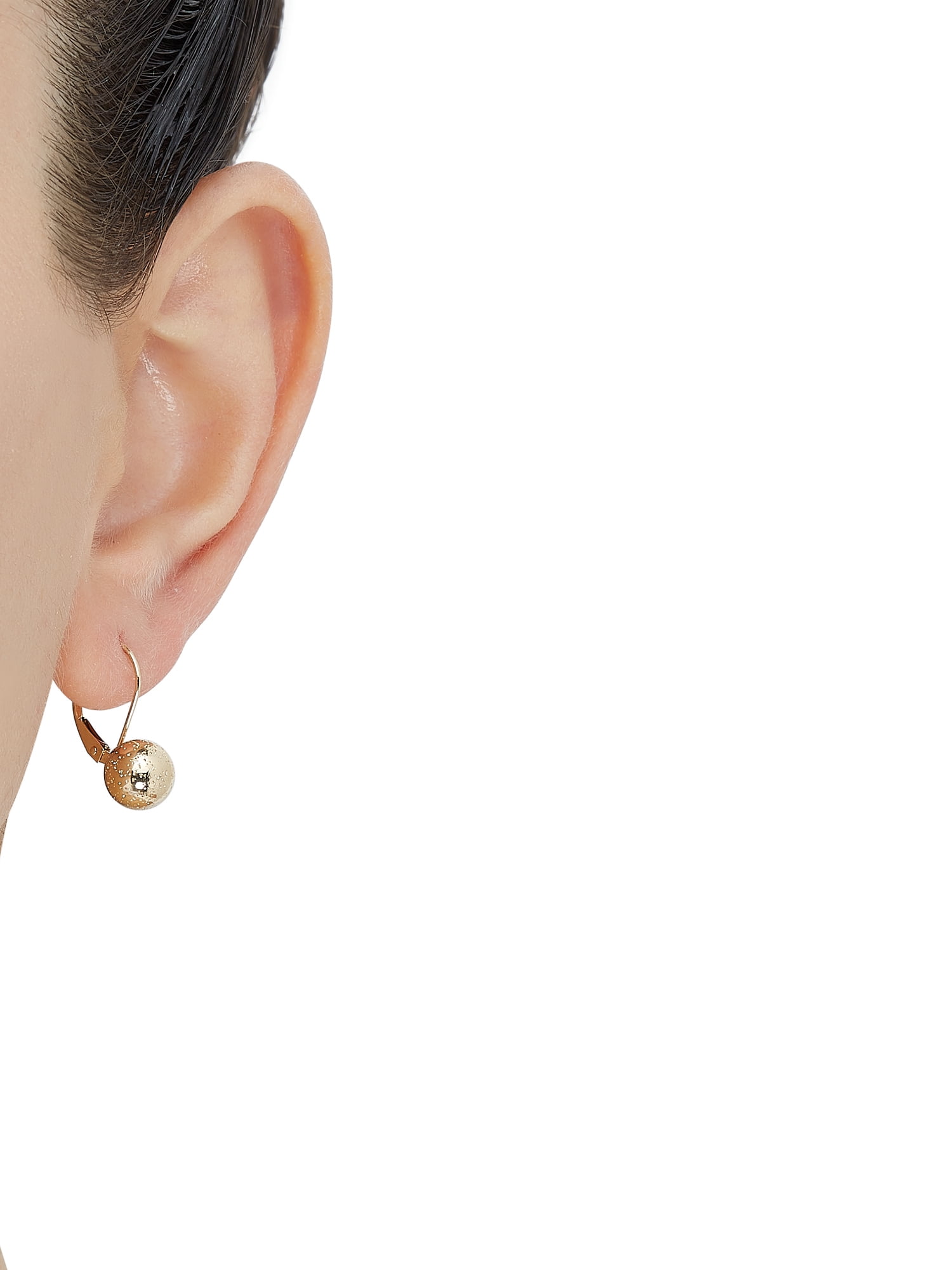 Brilliance Fine Jewelry 10kt Yellow Gold Glitter Bead Ball Leverback Earrings