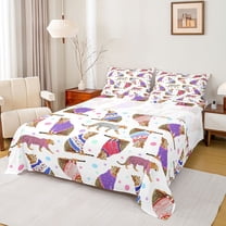 Feelyou Cartoon Cheetah Leopard Twin Sheet Sets, Cute Stars Print Twin Fitted Sheet, Kawaii Wildlife Lover Flat Sheet, Lightweight Room Decor, 3-Piece