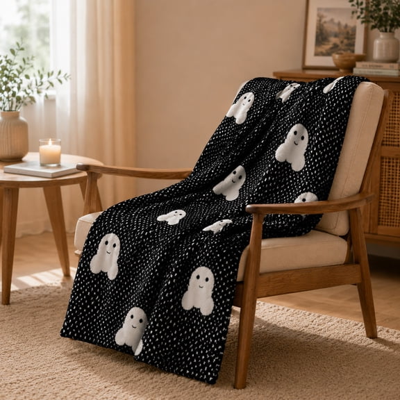 Ouuluon Halloween Throw Blanket, Soft Foldable Fade-Resistant Blankets, 59×39in Cute Halloween Decor for Bedroom Living Room